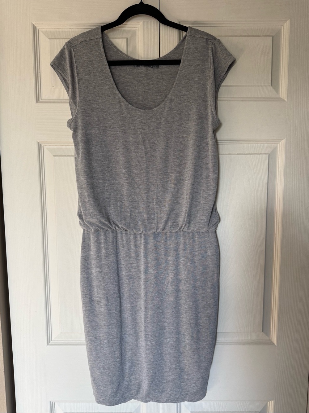 Prana Light Heather Gray Scoop-Neck Jersey Midi Dress